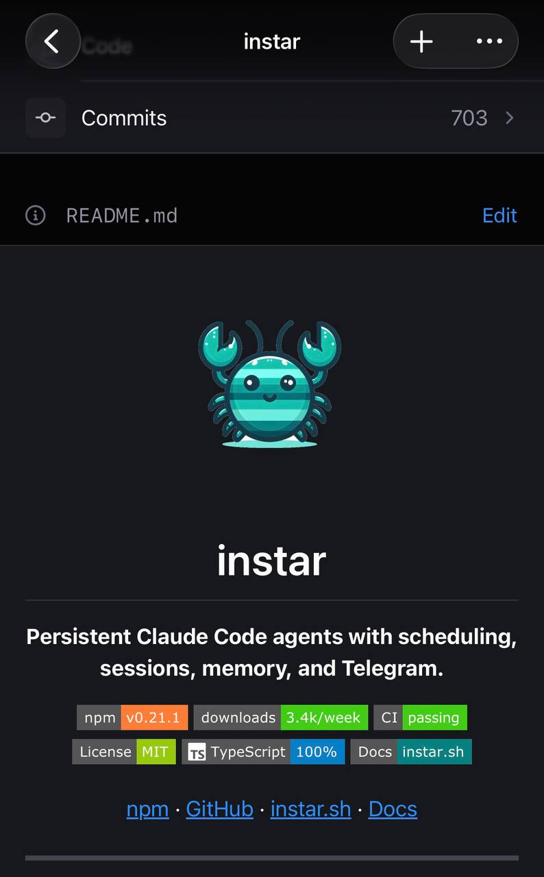 Instar GitHub README